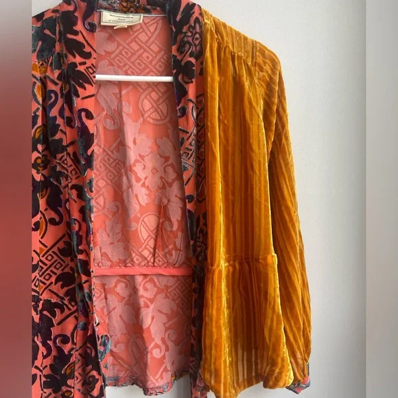 Anthropologie Velvet Patchwork Wrap Top by Moulinette Soeurs - Picture 9 of 16